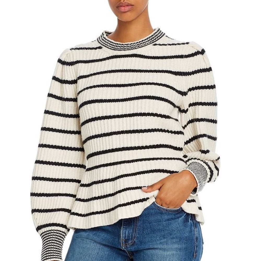 rebecca taylor Striped Peplum Sweater